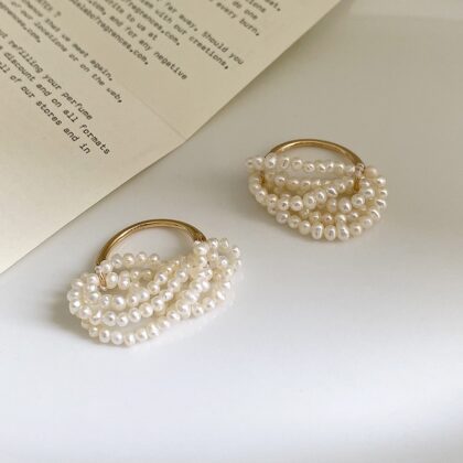 Pearl Ruffle Ring Gold-Tone Plated
